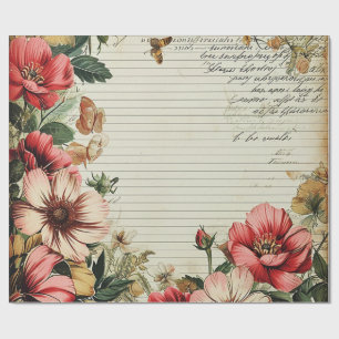 Papel De Presente Letras de Flor de Diário Lixo Antigo