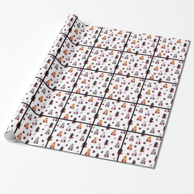 Papel De Presente Letras de Poodles no Telefone (Desenrolado)