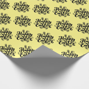 Papel De Presente Letras Feliz Páscoa com Orelhas de Coelho