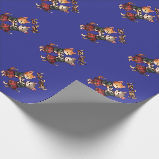 Papel De Presente Lets Pawty Orange Cats Dancing Ceilidh Celebration (Ponta)