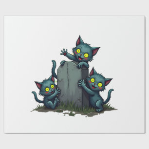 Papel De Presente Levante de Gatinhos Zumbis