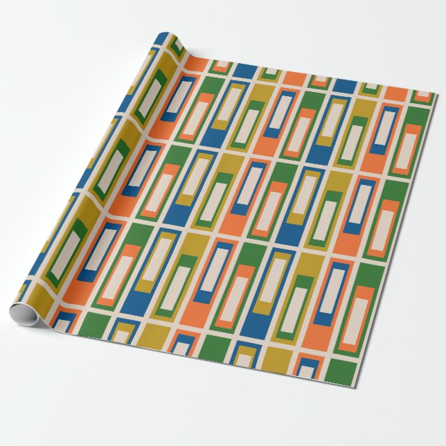 Papel De Presente Lexington Ave Geométrico Moderno do meio século (Desenrolado)