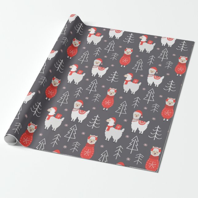 Papel De Presente Lhamas de Natal (Desenrolado)