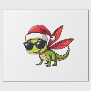 Papel De Presente Libélula de Natal Chapéu do Papai Noel Natal Diver