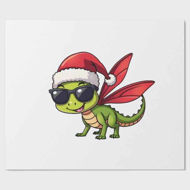 Papel De Presente Libélula de Natal Chapéu do Papai Noel Natal Diver (Aberto)