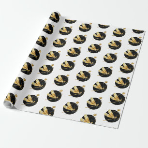 Papel De Presente libélula ouro em círculo preto