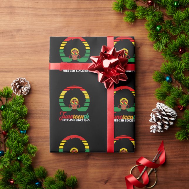 Papel De Presente Liberdade Negra Livre desde 1865 Juneteenth (Presente de Natal)