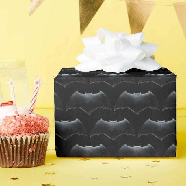 Papel De Presente Liga da Justiça | Símbolo de Batman Metálico (Festa de aniversário)