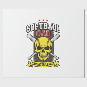 Papel De Presente Liga de Softbol Pai e Filha Design Vetorial Vintag