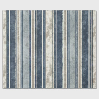Papel De Presente Light Blue Distressed Striped Wrapping Paper