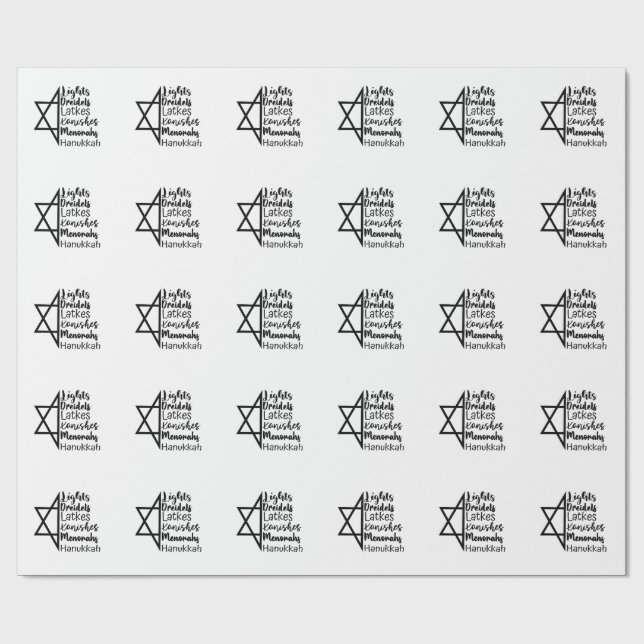 Papel De Presente Light Dreidel Latke Kanish Menorah Hanukkah (Aberto)