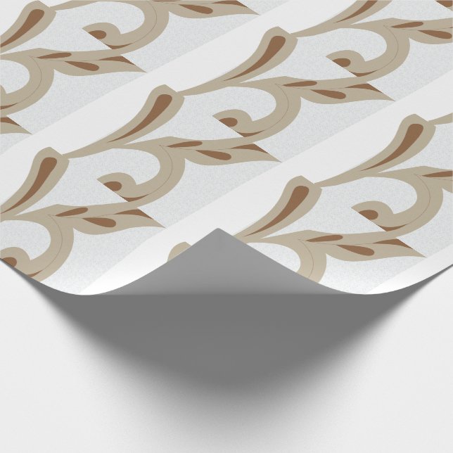 Papel De Presente Light Gray Geometric Floral |Modern Summer Pattern (Ponta)