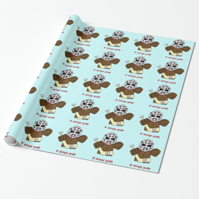 Papel De Presente Lil' Vintage Hockey Goalie Gift Wrappaper (Desenrolado)