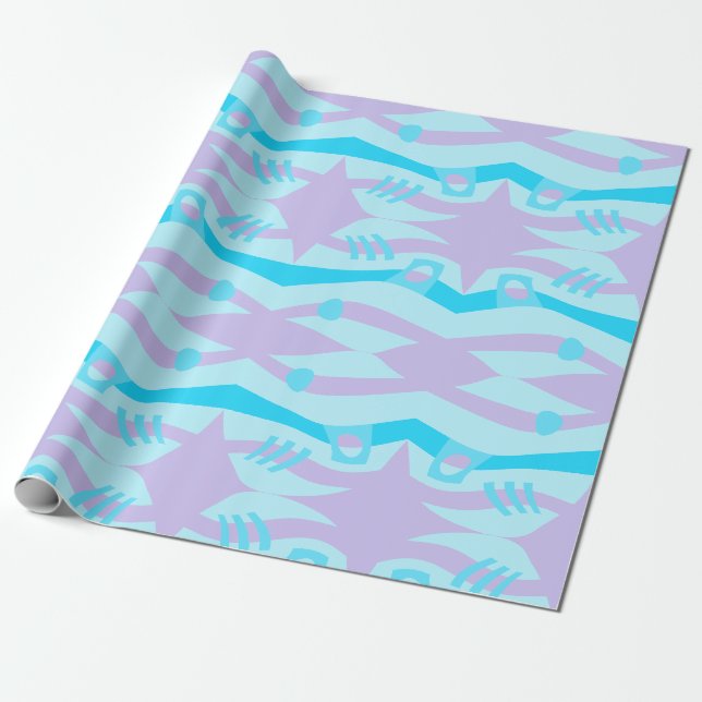 Papel De Presente Lilac Azul Arca de abstrato Noah (Desenrolado)