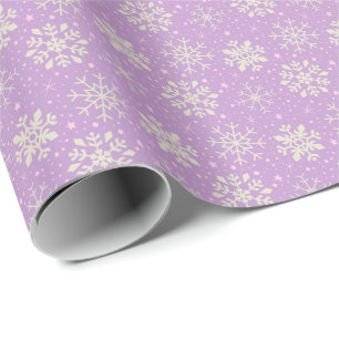 Papel De Presente Lilac do Natal & teste padrão cor-de-rosa do floc