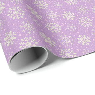 Papel De Presente Lilac do Natal & teste padrão cor-de-rosa do floco