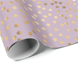 Papel De Presente Lilac e Dourada Glitter Pontos de Presente