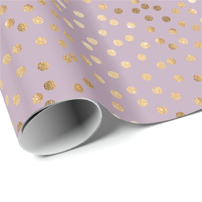 Papel De Presente Lilac e Dourada Glitter Pontos de Presente (Ponta do rolo)
