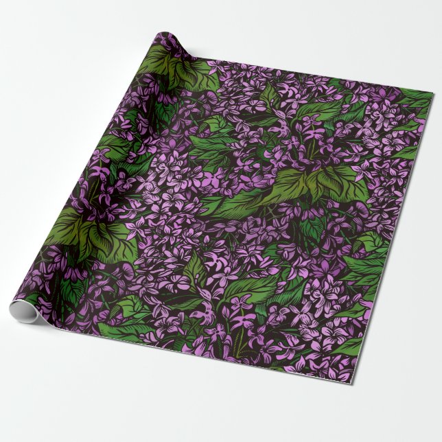 Papel De Presente Lilac Flowers Wraptor Paper (Desenrolado)