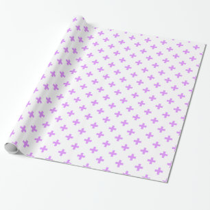Papel De Presente Lilac polka cruza em branco