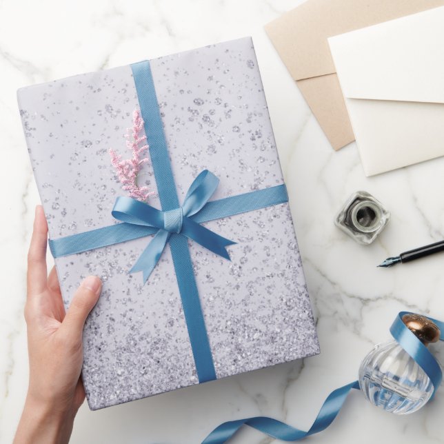 Papel De Presente Lilac Purple Faux Glitter (Presentear)