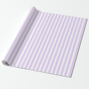 Papel De Presente Lilac, púrpura e tiras doces brancas