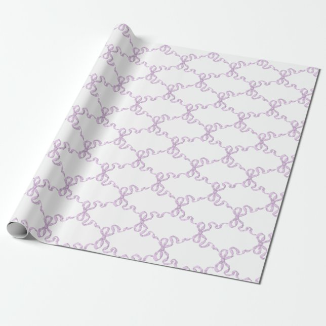Papel De Presente Lilac Ribbon Trellis (Desenrolado)