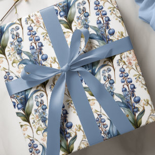 Papel De Presente Lily do Vale e Hawthorn Floral Pattern