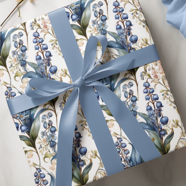 Papel De Presente Lily do Vale e Hawthorn Floral Pattern (Elegant Maximalist Lily of the Valley and Hawthorne Floral Wrapping Paper)