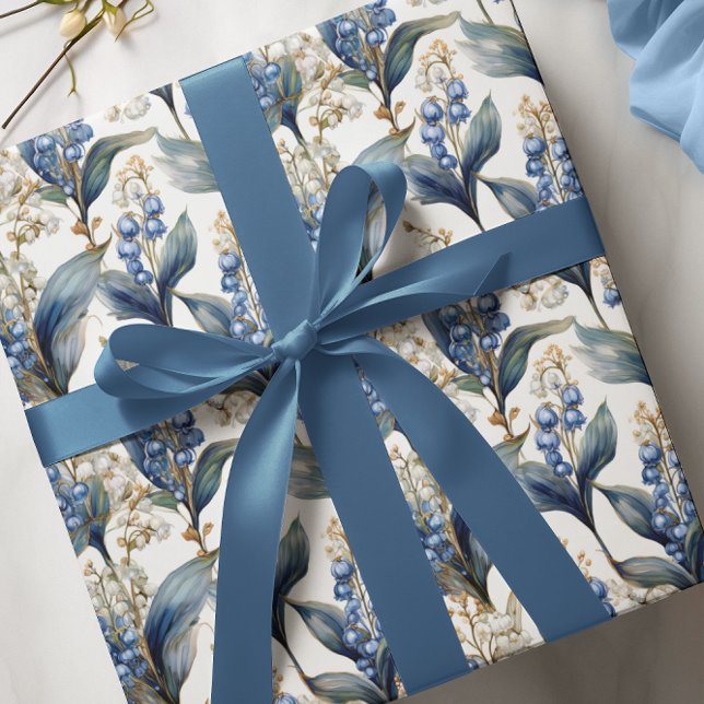 Papel De Presente Lily do Vale e Hawthorn Floral Pattern (Elegant Maximalist Lily of the Valley and Hawthorne Floral Wrapping Paper)