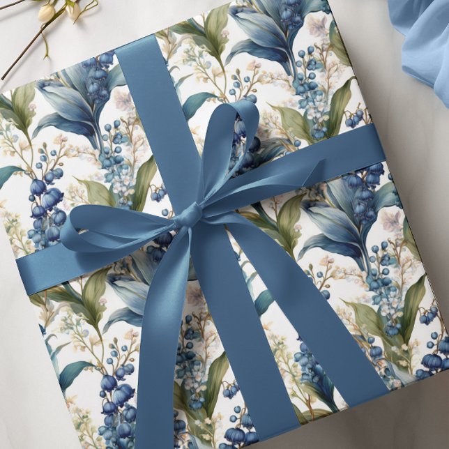 Papel De Presente Lily do Vale e Hawthorn Floral Pattern (Elegant Maximalist Lily of the Valley and Hawthorne Floral Wrapping Paper)