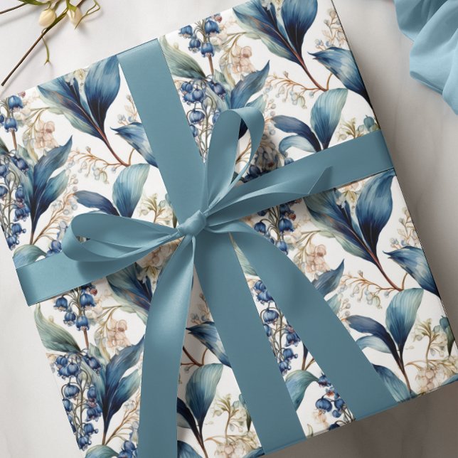 Papel De Presente Lily do Vale e Hawthorn Floral Pattern (Elegant Maximalist Lily of the Valley and Hawthorne Floral Wrapping Paper)