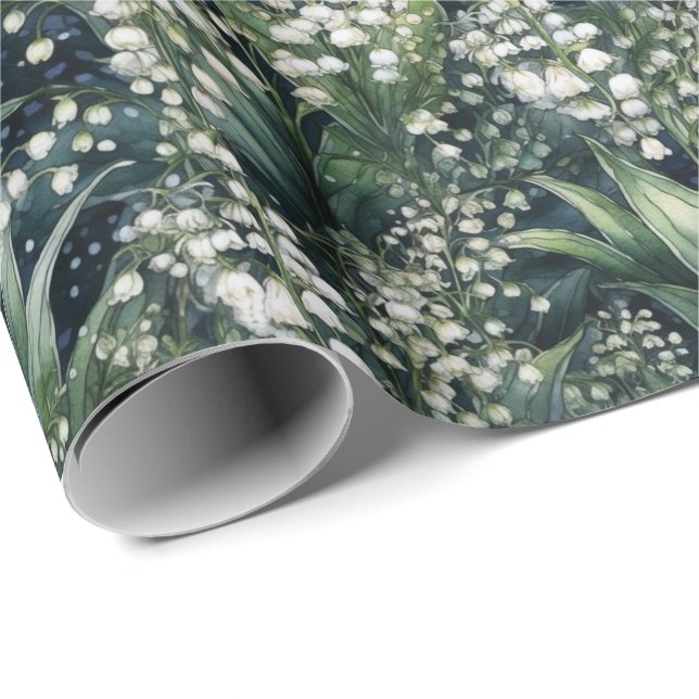 Papel De Presente Lily of the Valley Watercolor Green (Ponta do rolo)