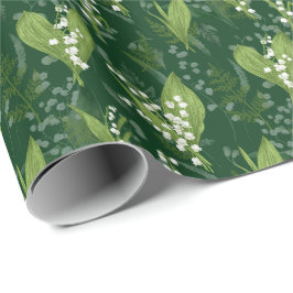 Papel De Presente Lily of Valley com Ferns | Verde Escuro