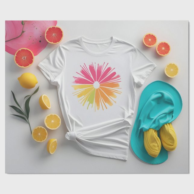 Papel De Presente Limão Zesty e Rosa (Aberto)