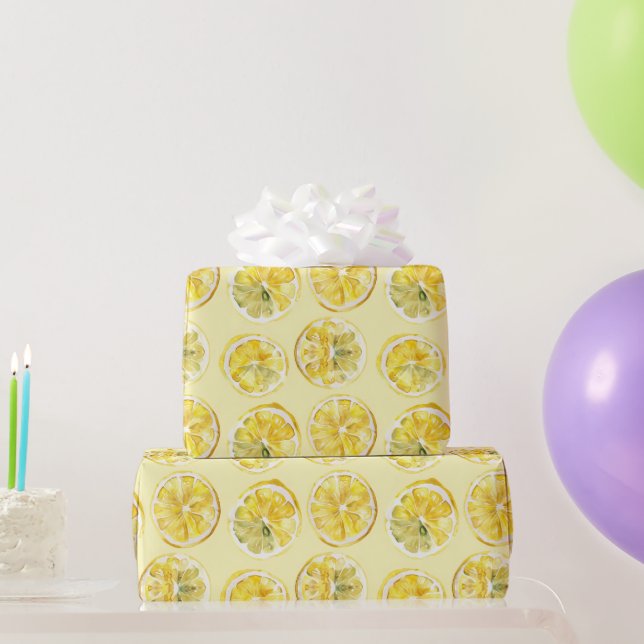 Papel De Presente Limões Amarelos Frescos   (Presentes para festas)