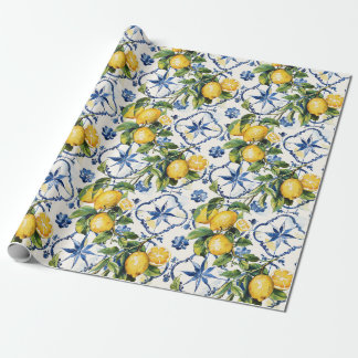 Papel De Presente Limões da Costa do Amalfi e padrão dos Azulejos