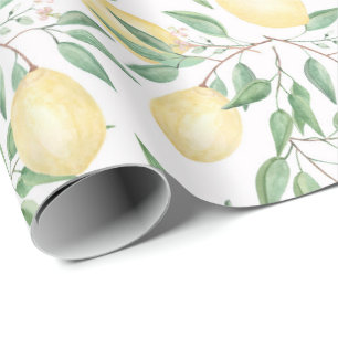Papel De Presente Limões de aquarelas frutas citrinos natureza fresc