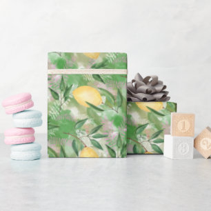 Papel De Presente Limões de aquarelas frutas citrinos natureza fresc