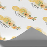 Papel De Presente Limões e Chás de panela de flores<br><div class="desc">Ela achou que o Papel de ondulação do Chá de panela de compressão principal é criado pelo design do tamanho. A design é baseada em incríveis fatias de limão nas fronteiras para atender ao tema do Chá de panela comum bonito. Este modelo de Chá de panela de de promoção de...</div>