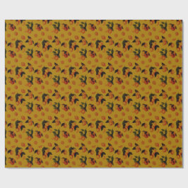 Papel De Presente Limões e Laranjas Vintage em Ocre Quente