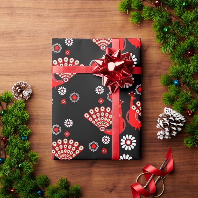 Papel De Presente Linda Arte Peacock (Presente de Natal)