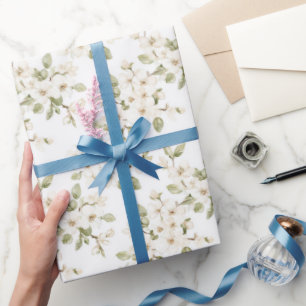 Papel De Presente Linda Árvore Florindo em Creme Casamento