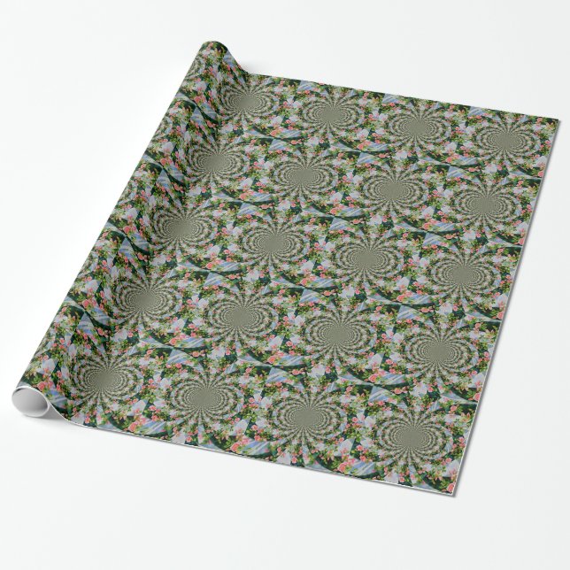 Papel De Presente Linda cor-de-água das rosas vermelhas cor-de-rosa- (Desenrolado)