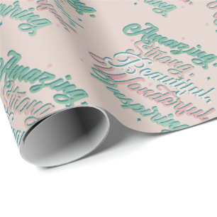 Papel De Presente Linda escrita de tipografia 3D Inspiradora
