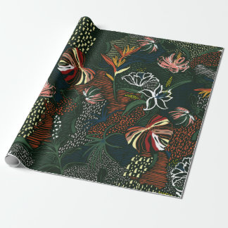 Papel De Presente Linda flor desenhada pela mão, palmeira tropical