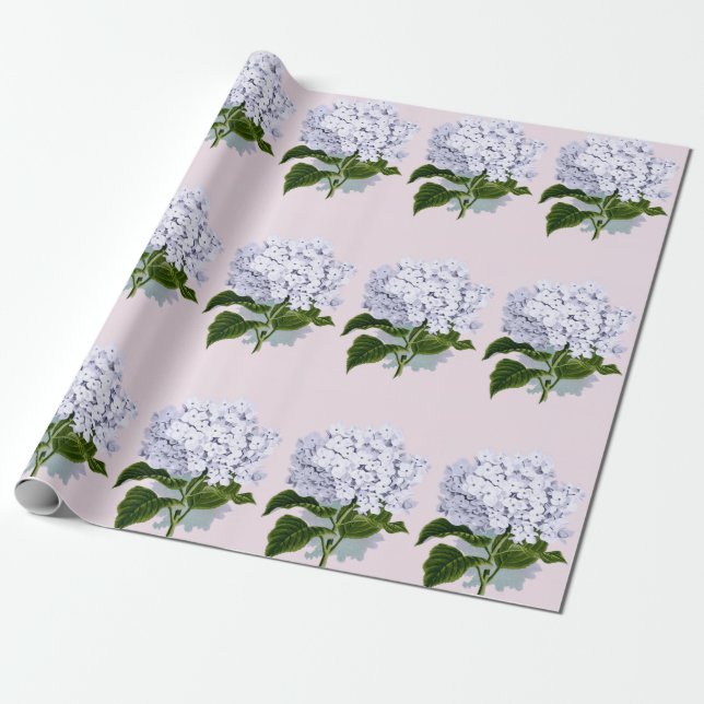Papel De Presente Linda Flor Hydrangea em Violet (Desenrolado)