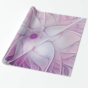 Papel De Presente Linda Flor Rosa Moderna Abstrato, Arte Fractal