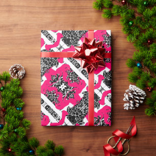 Papel De Presente Linda garota decorativa de moda preta e branca