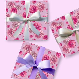 Papel De Presente Linda Gerbera Margarida Rosa Floral